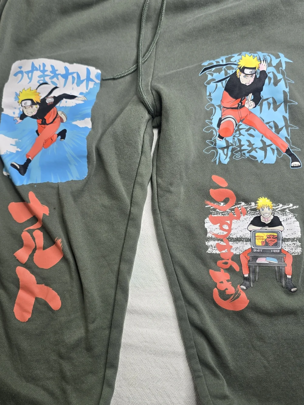 Naruto Shippuden Olive Green Hoodie & Jogger Sweatpants Set Size Medium Anime
